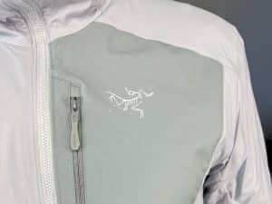 The chest pocket on an Arc'teryx Proton Lightweight jacket.