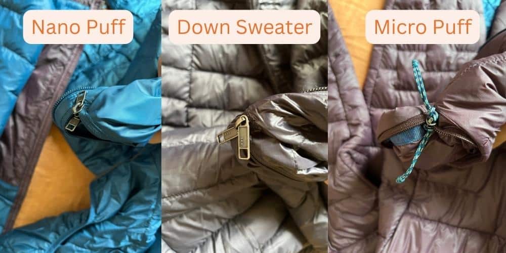 Nano Puff vs Micro Puff vs Down Sweater: Packability