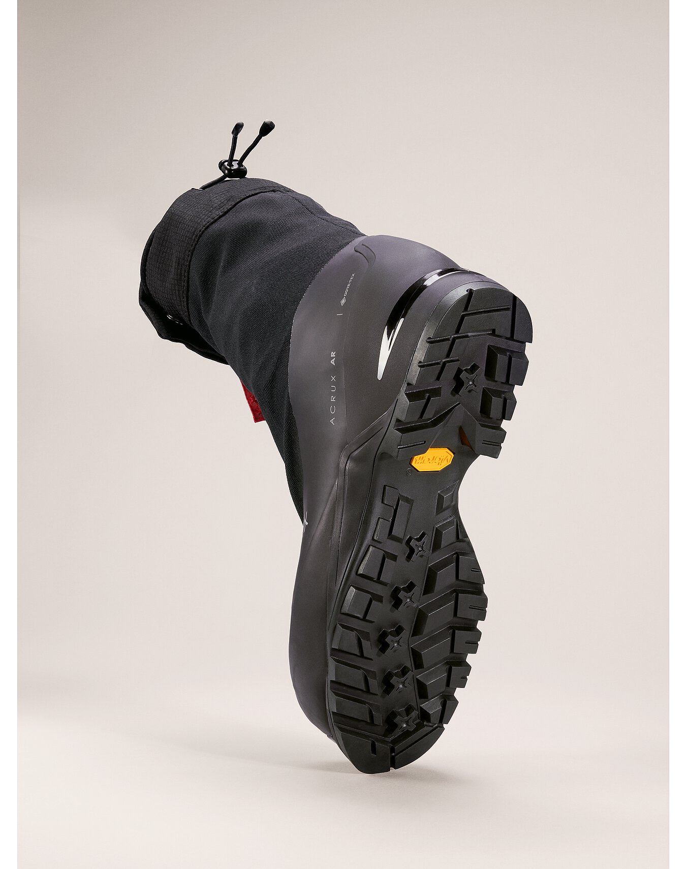 Arcteryx Acrux AR mountaineering boot looking at the sole.