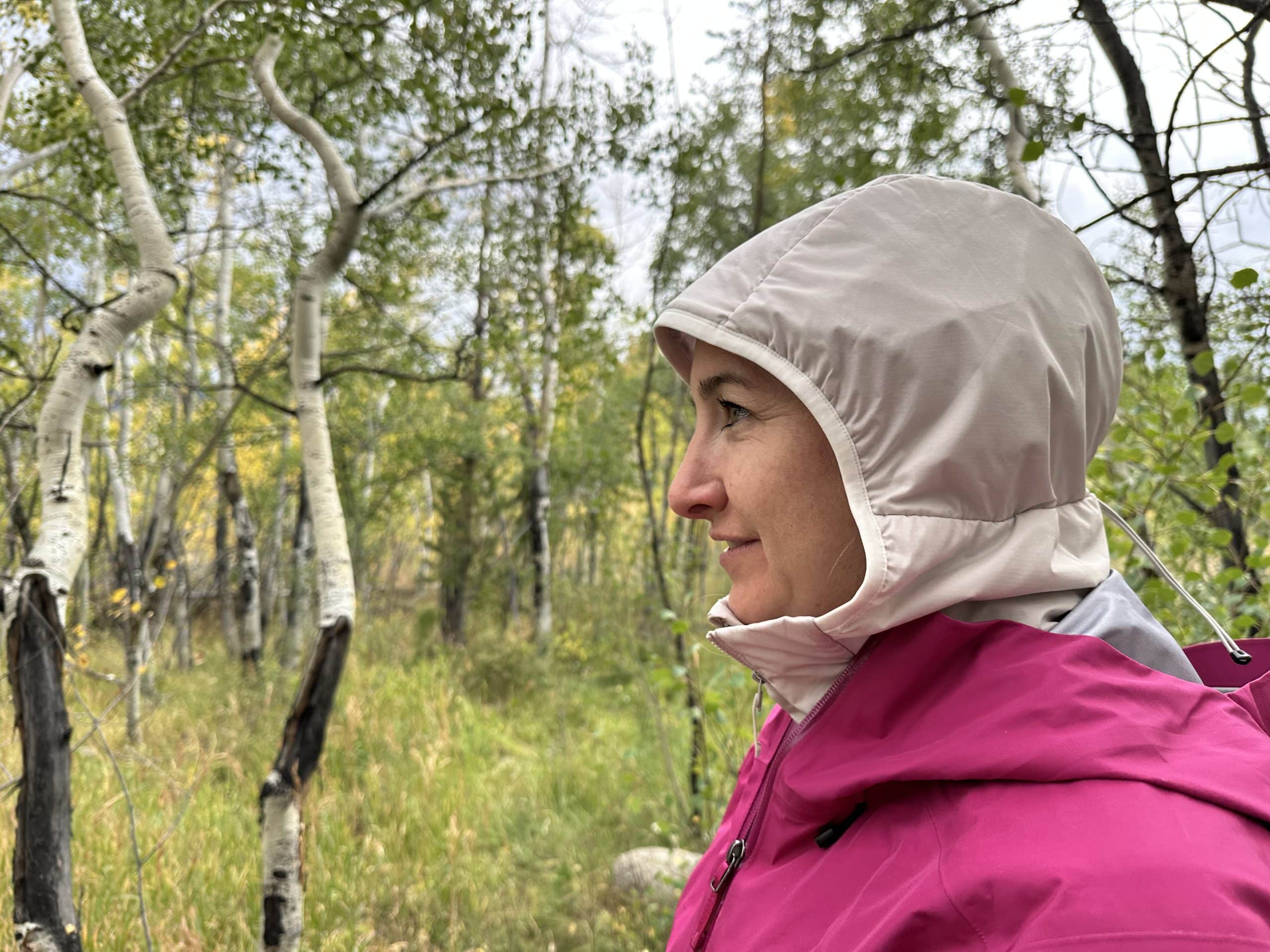 The insulated StormHood of the Arc'teryx Atom Hoody