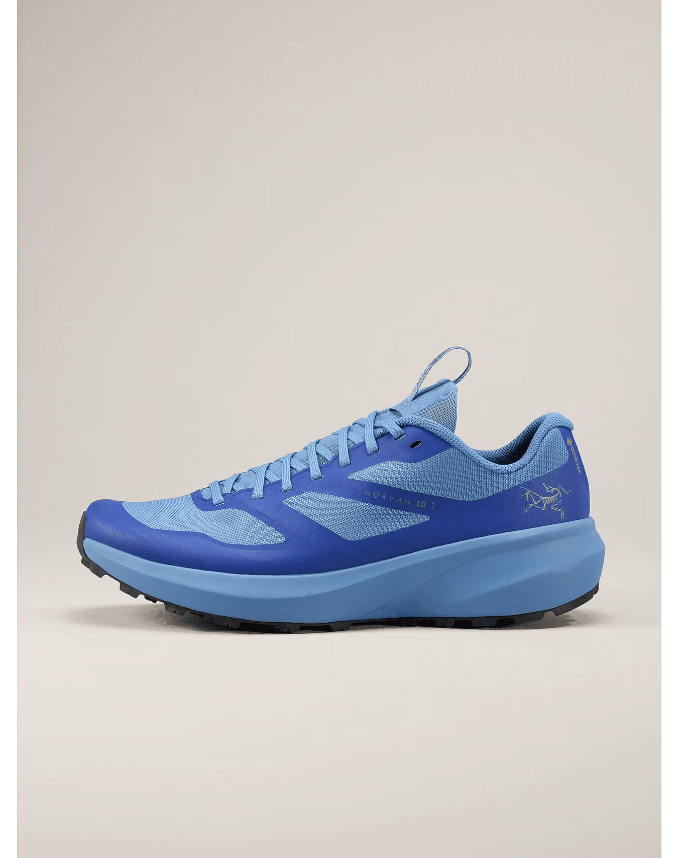 S24-X000006891-Norvan-LD-3-GTX-Shoe-Vitality-Stone-Wash-Profile Arcteryx Norvan LD3 GTX men's trail running shoe in Vitality/Stone Wash
