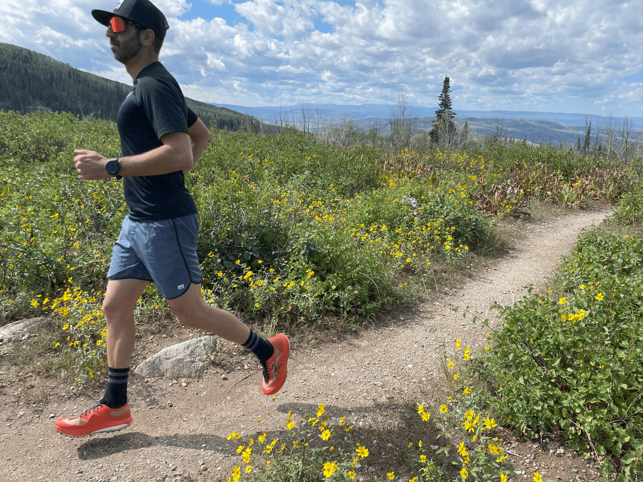 Runner on a trail with the Arcteryx Sylvan Pro Arc'teryx shoes