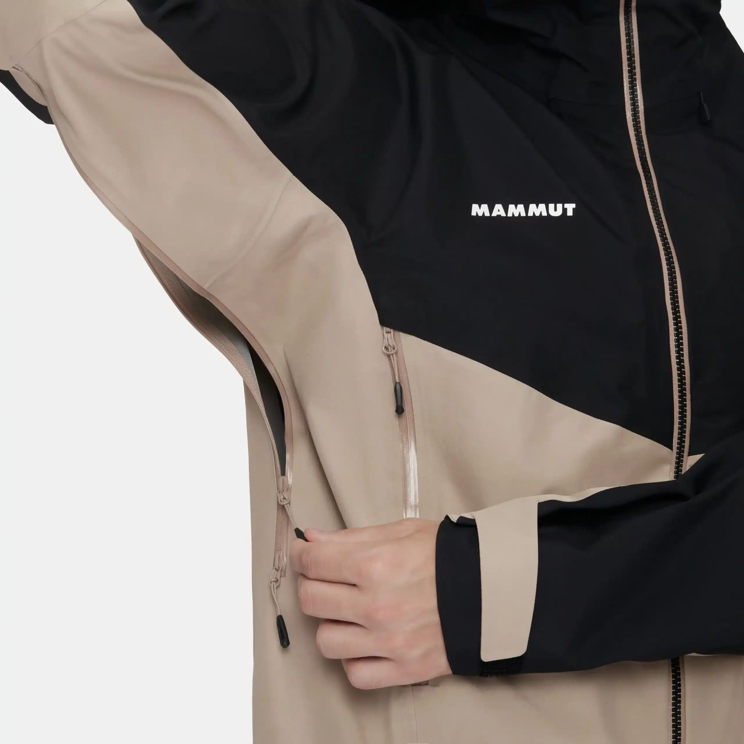 Mammut Crater IV men's hard shell showing underarm ventilation