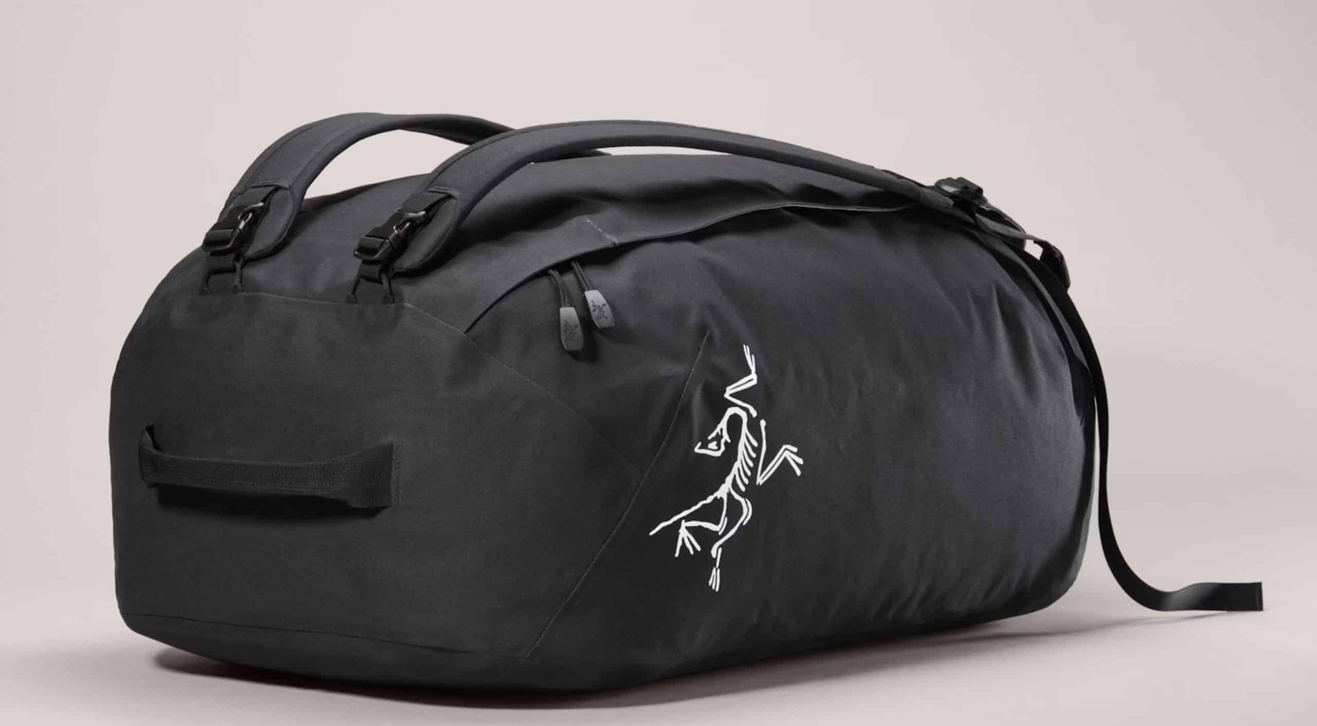 A black Arc'teryx Carrier 75 Duffle