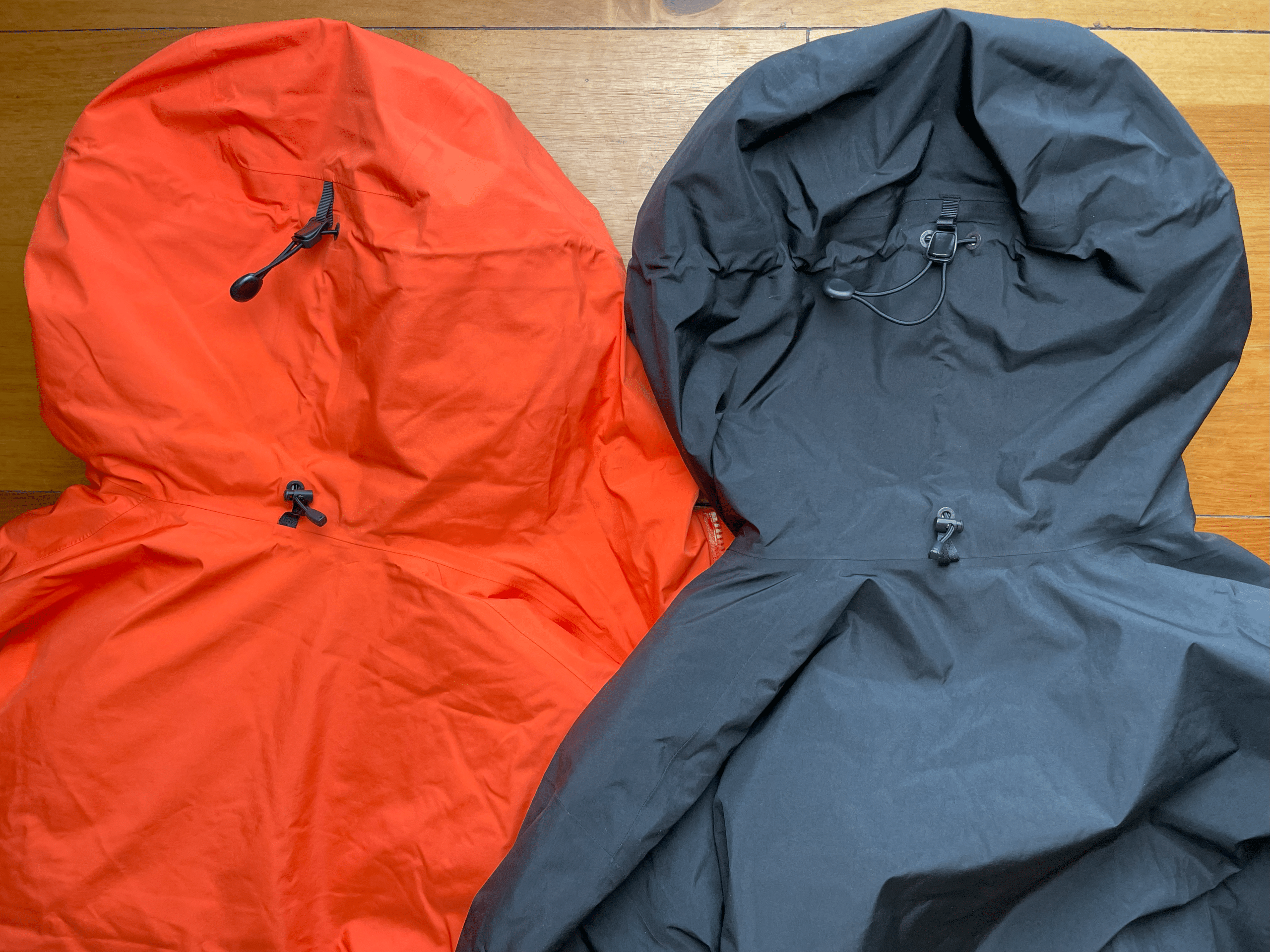 Image showing the hoods of the Arc'teryx Beta Insulated and Beta Down Insulated