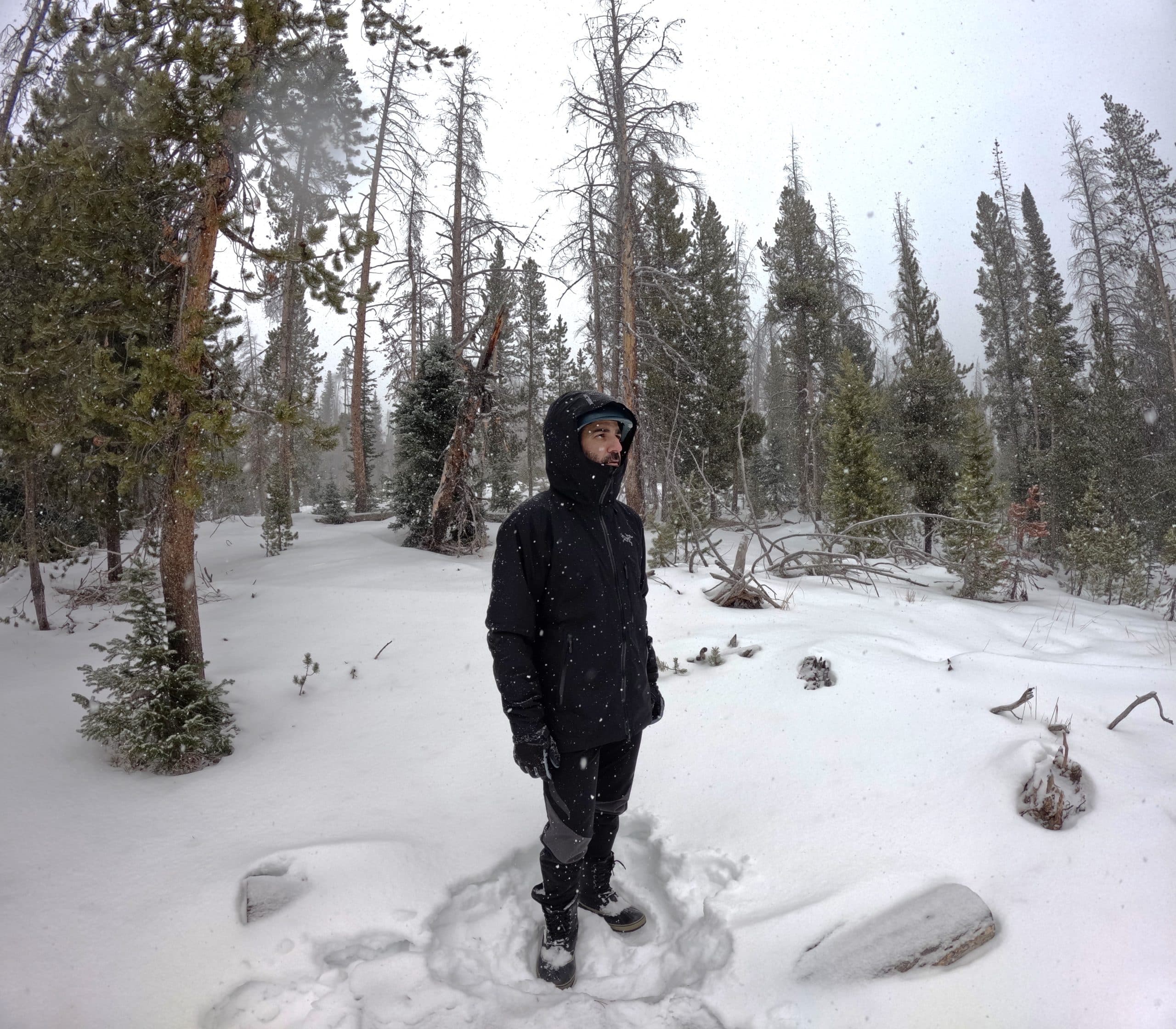 The Arc'teryx Beta Insulated Jacket being worn by a man.