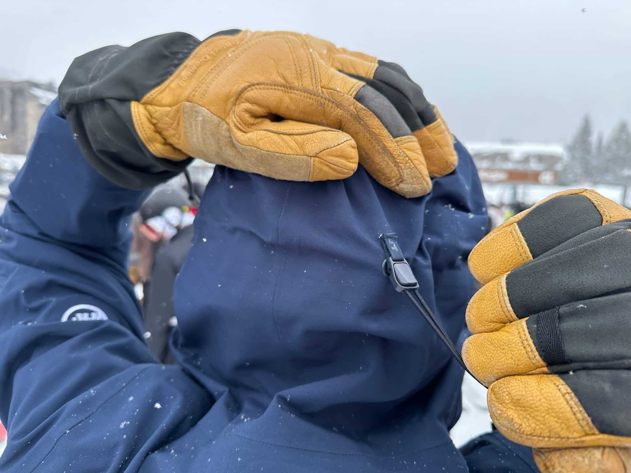 Hood adjustment point on a Mammut Stoney HS Jacket