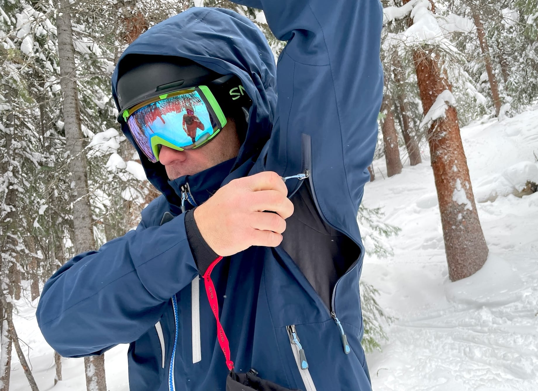 Underarm vents and pit zips on the Stio Environ Jacket