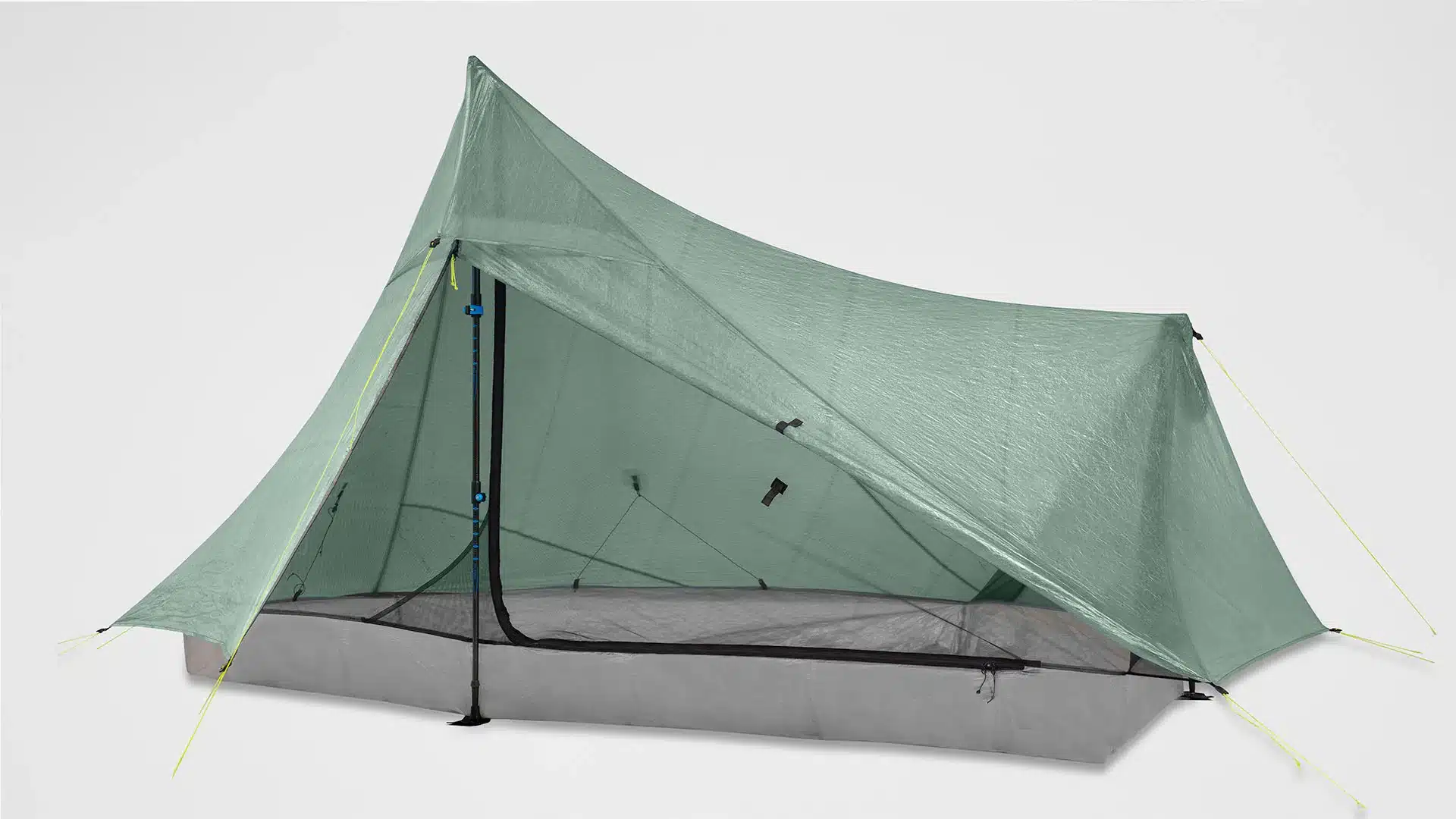 zpacks-pivotsolo-spruce A Zpacks Pivot Solo ultralight backpacking tent in spruce green.