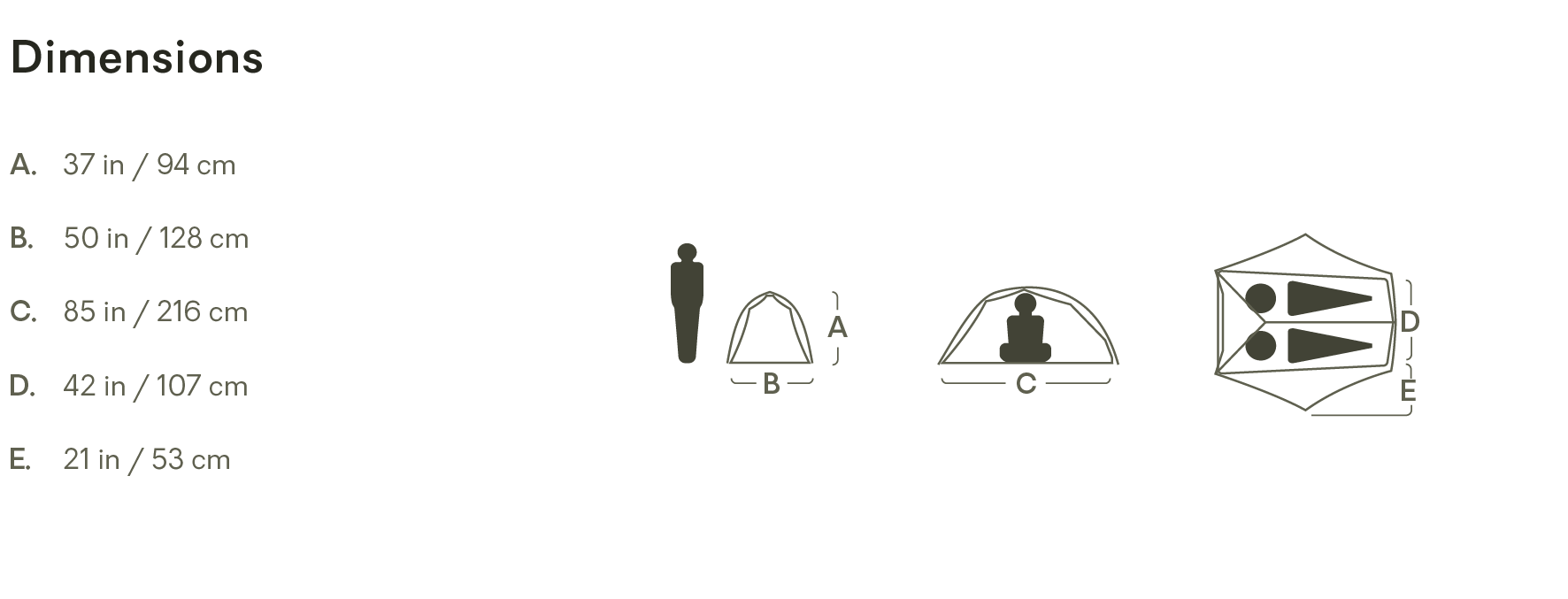 NEMOWeb-22_HornetEliteOSMO-2P_Dims-01 Floorplan diagram of a NEMO Hornet Elite OSMO 2 person ultralight backpacking tent