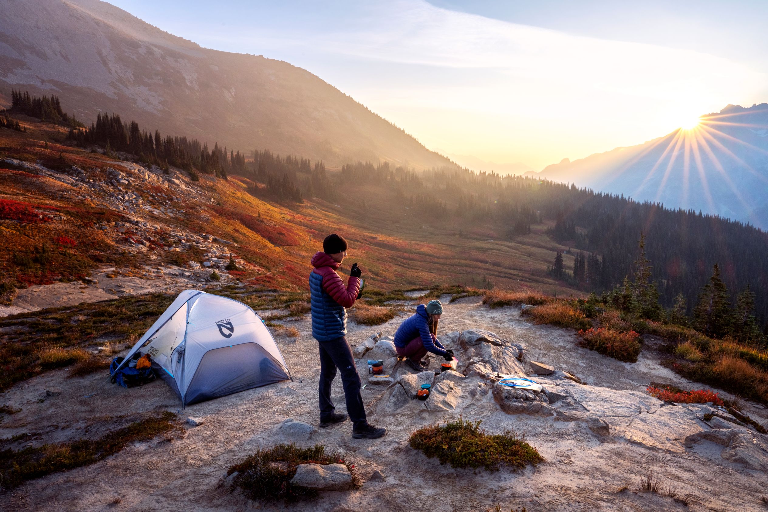 NEMO_hornet_elite_osmo_2_person_tent A backcountry camp featuring the NEMO Hornet Elite OSMO 2 ultralight backpacking tent.