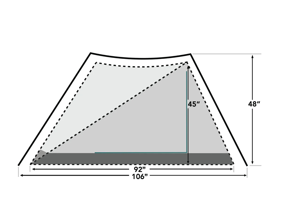 X-Mid-2-Durston-Tent-Diagram-Dimensions Exterior dimensions of the Durston X-Mid 2 ultralight backpacking tent.