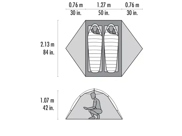 msr_access_2_tent_floorplan Floorplan for the MSR Access 2 ultralight 4-season backpacking tent