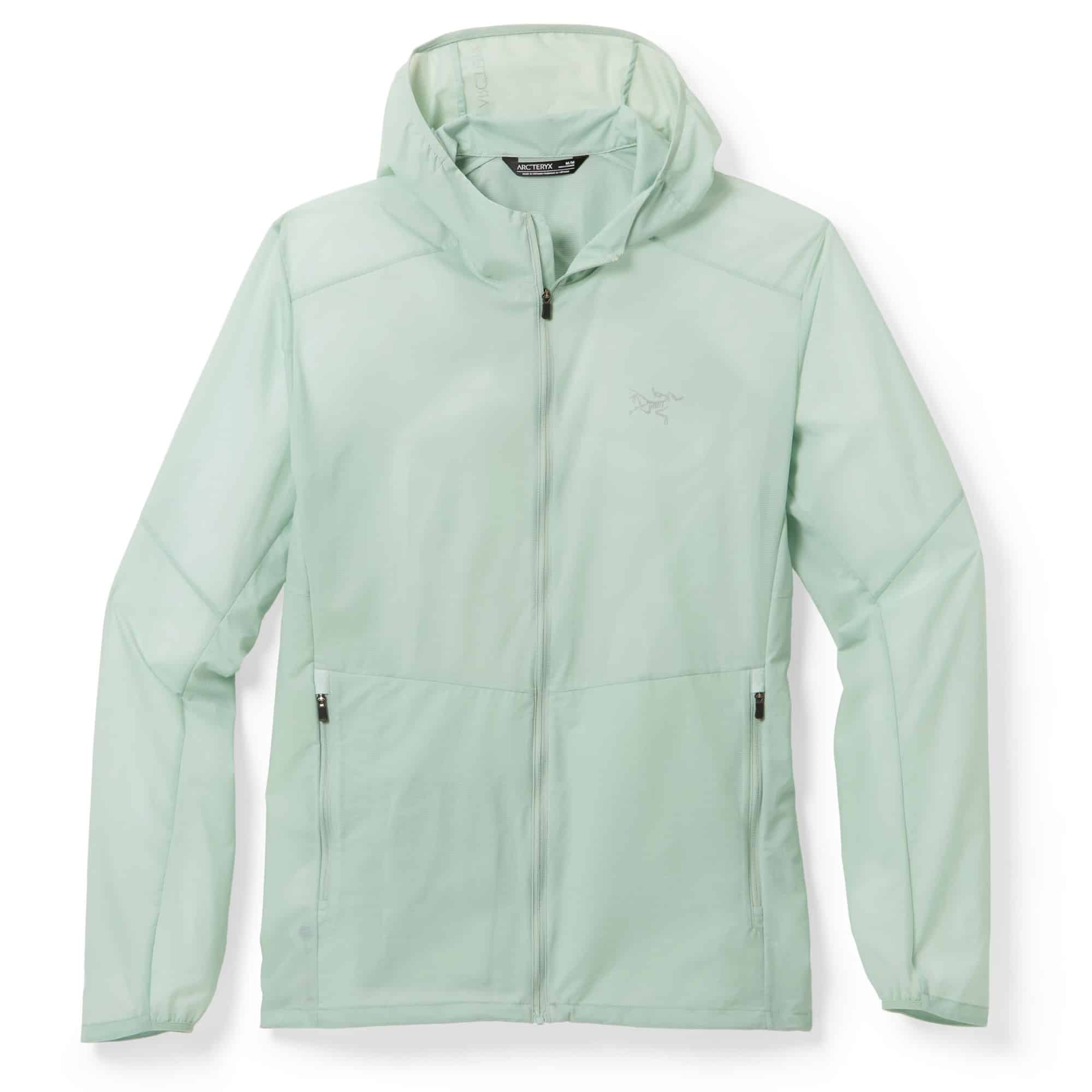 The men's Arc'teryx Incendo Airshell Hoody in stone green.