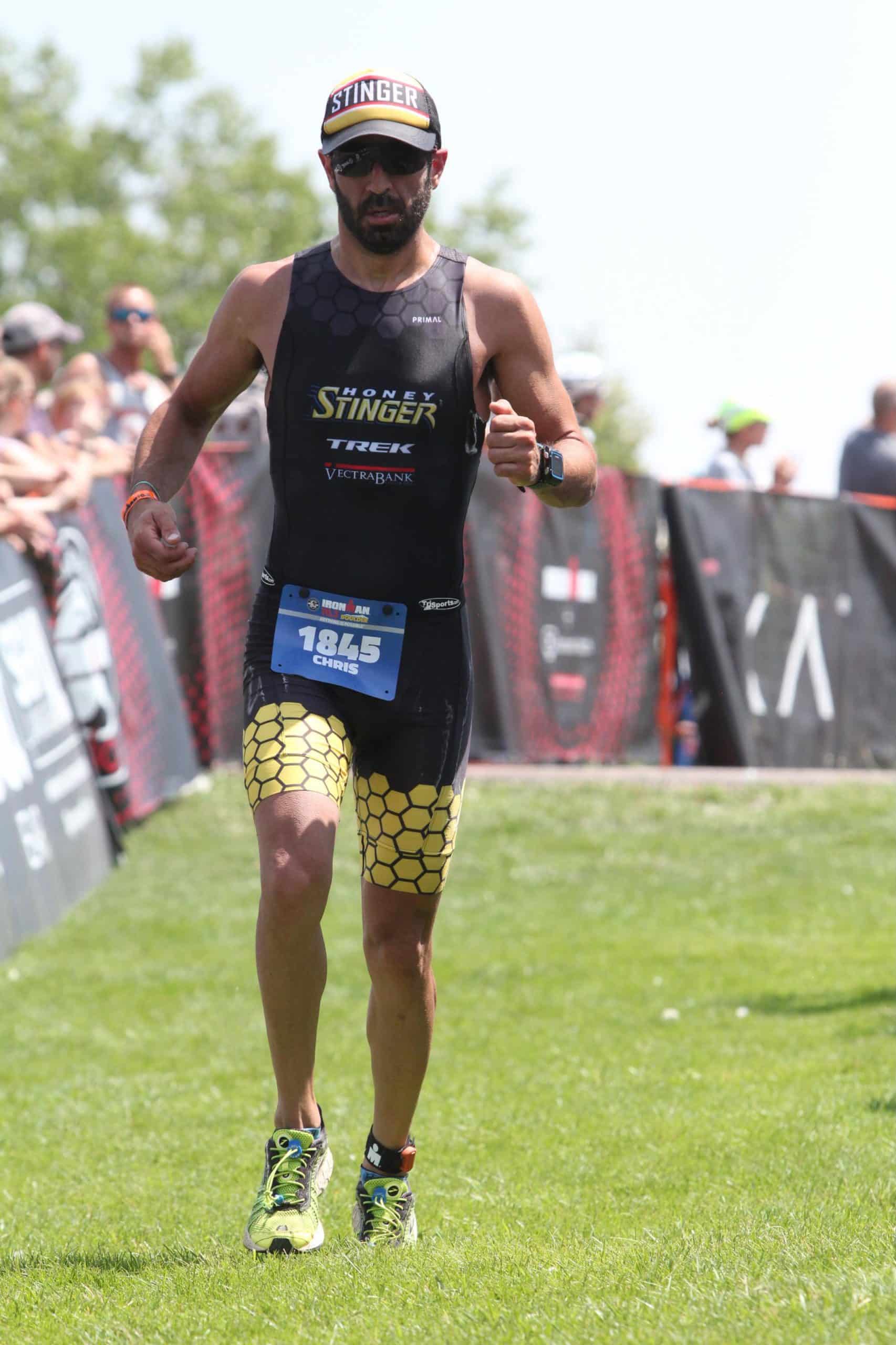 Racing Ironman 70.3 Boulder in the Brooks Adrenaline stability running shoe.