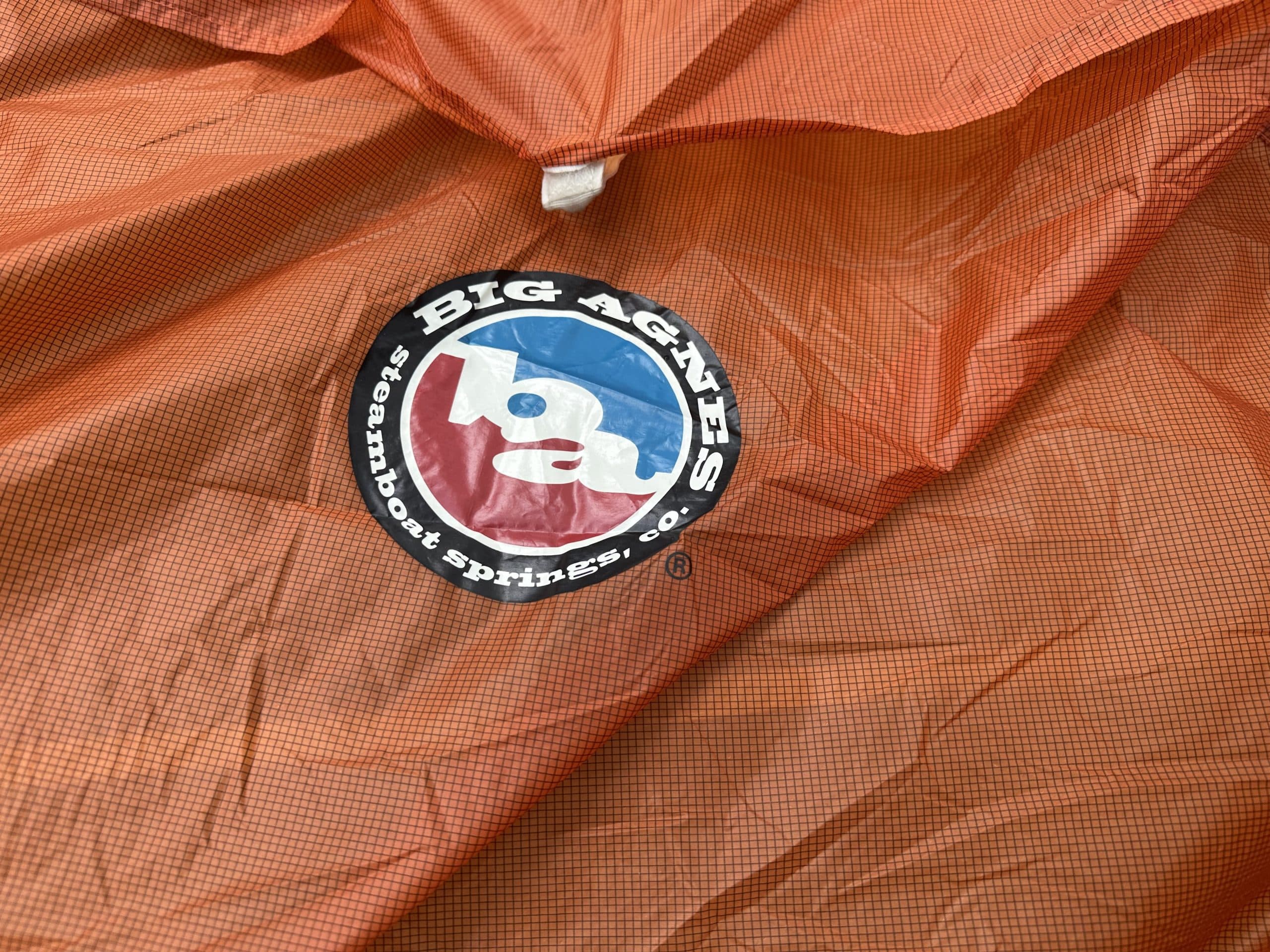Closeup image of the rain fly for a Big Agnes Copper Spur UL2 ultralight backpacking tent.
