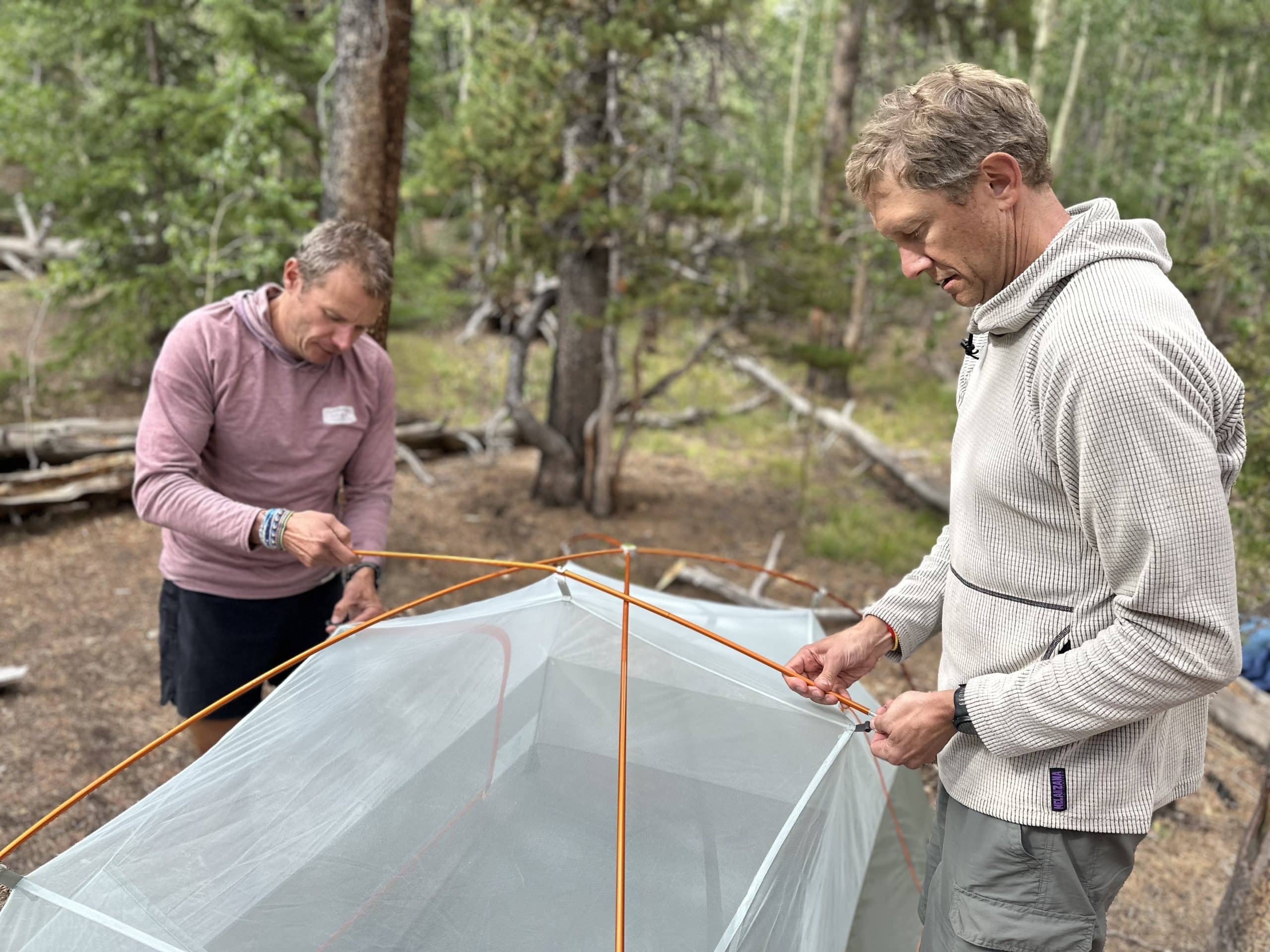 Setting up the Copper Spur UL2 XL ultralight backpacking tent.