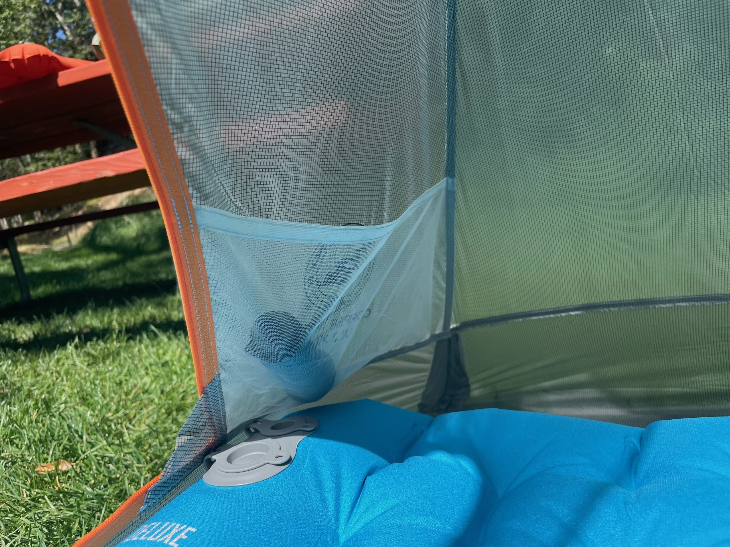 The side pocket on a Big Agnes Copper Spur UL2 ultraligth backpacking tent