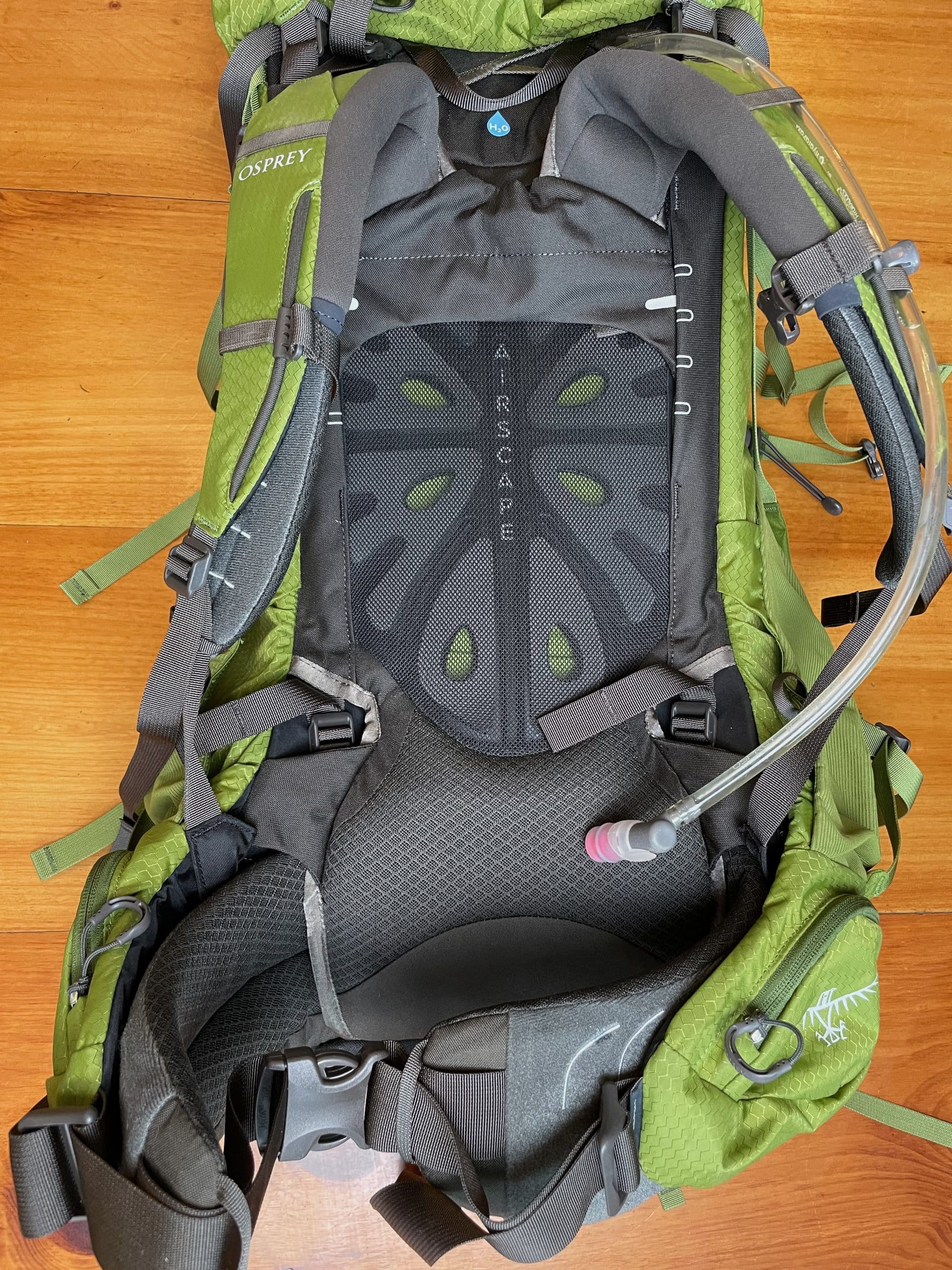 An image showing the AirScape back panel on the Osprey Aether 55 backpack.