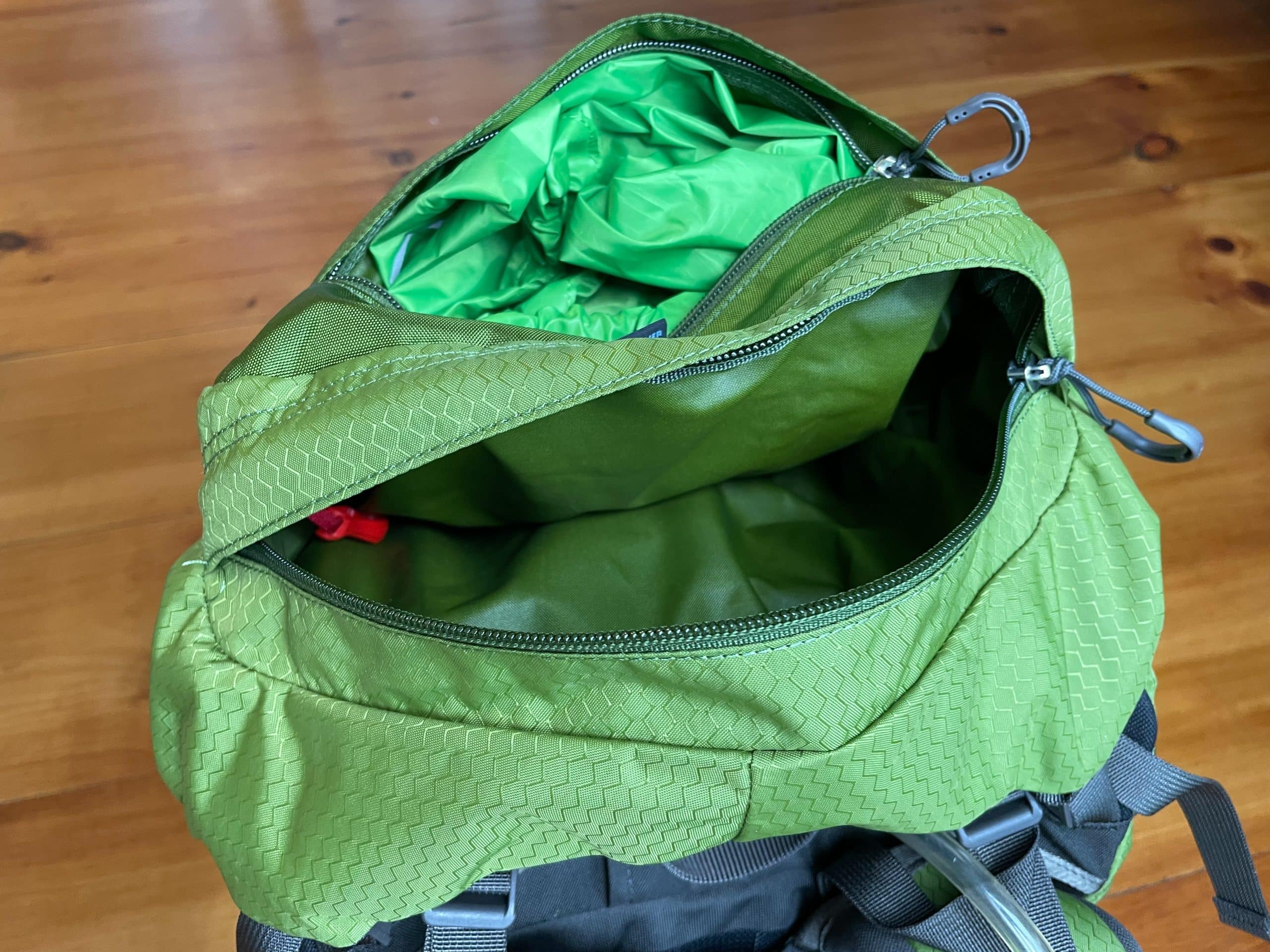 The pockets on the top lid of the Osprey Aether 55.