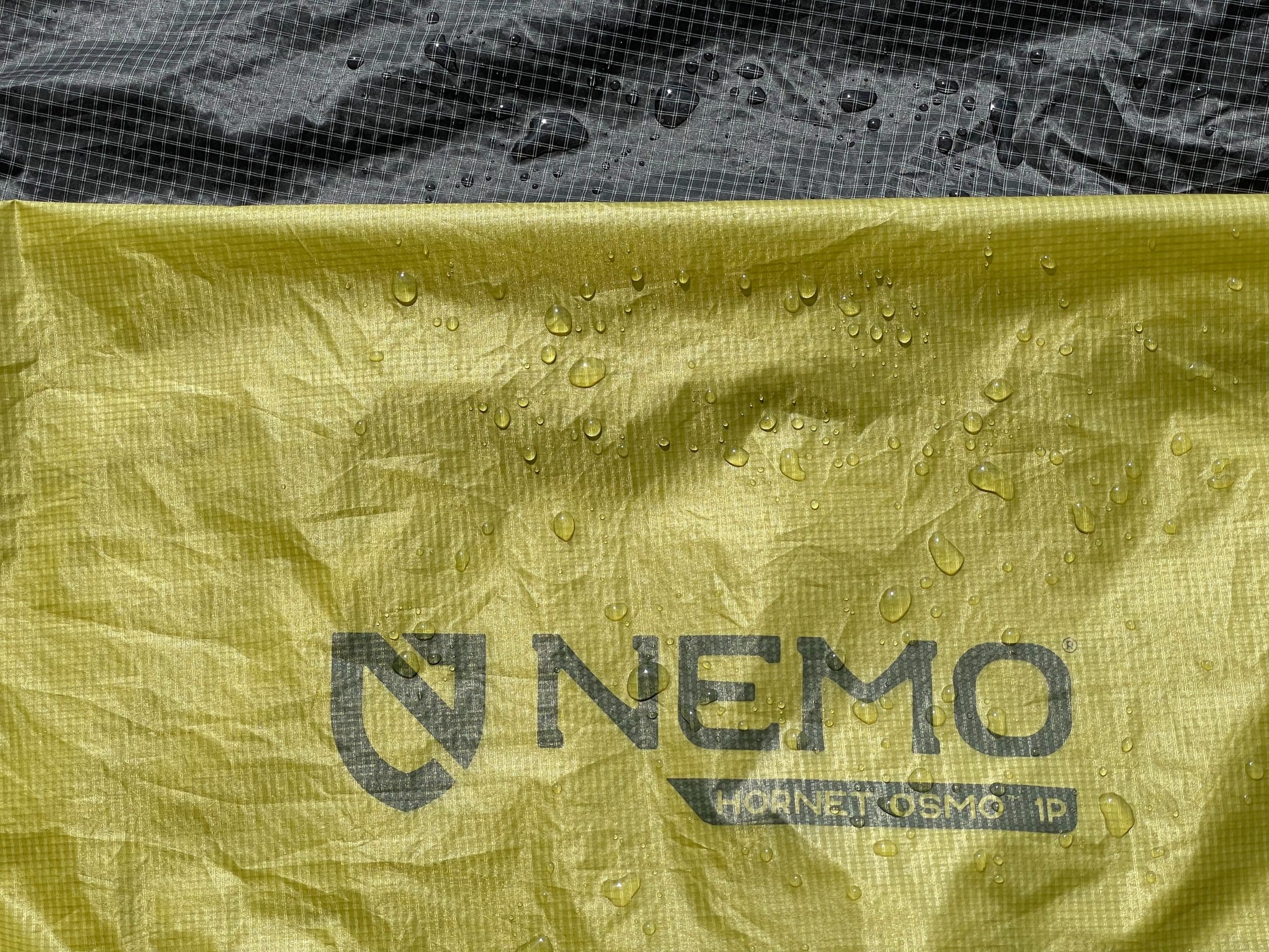 Closeup image of the OSMO fabric on the Nemo Hornet ultralight backpacking tent.
