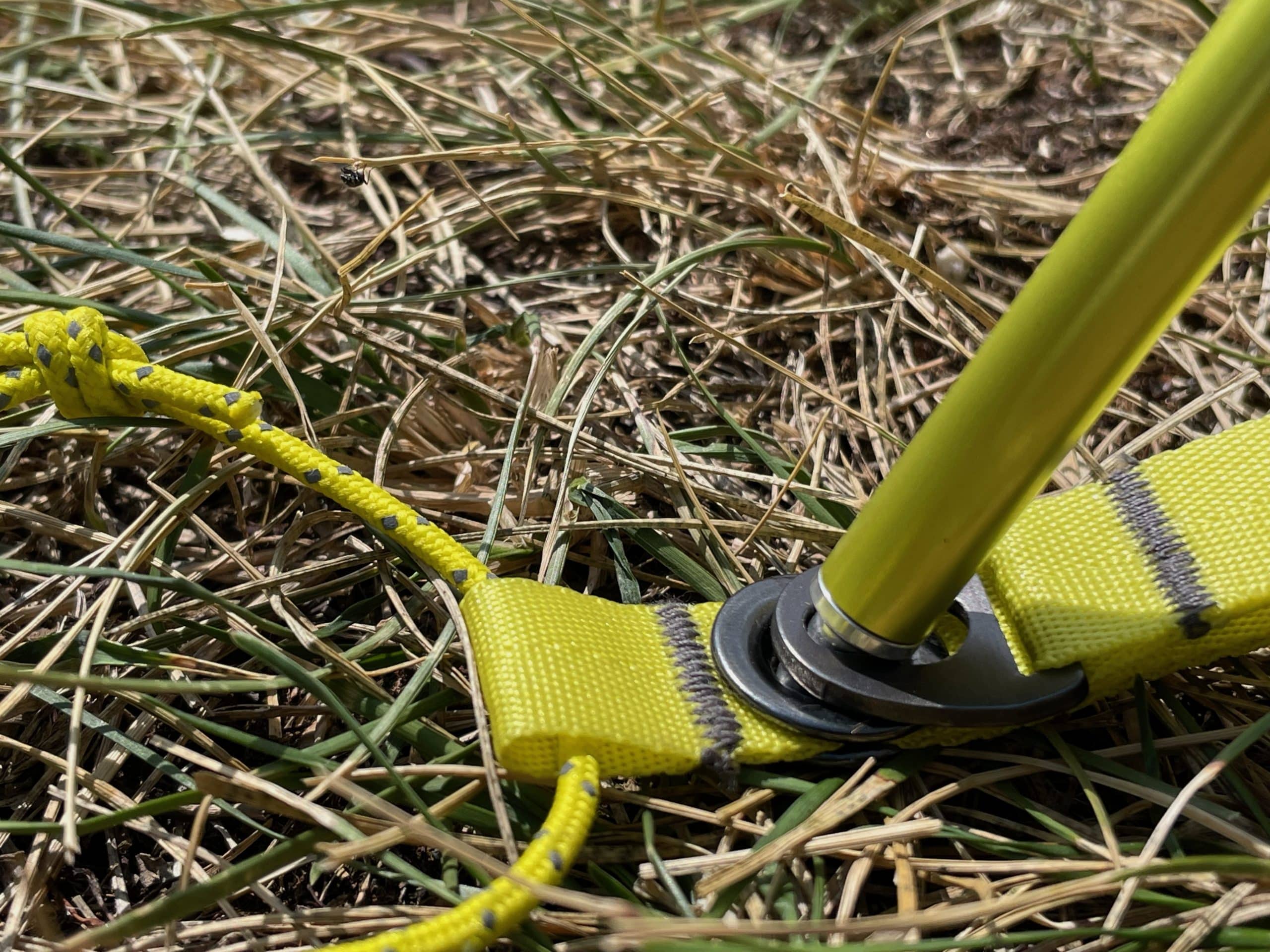 Closeup image showing how the pole attaches to the Nemo Hornet ultralight backpacking tent.