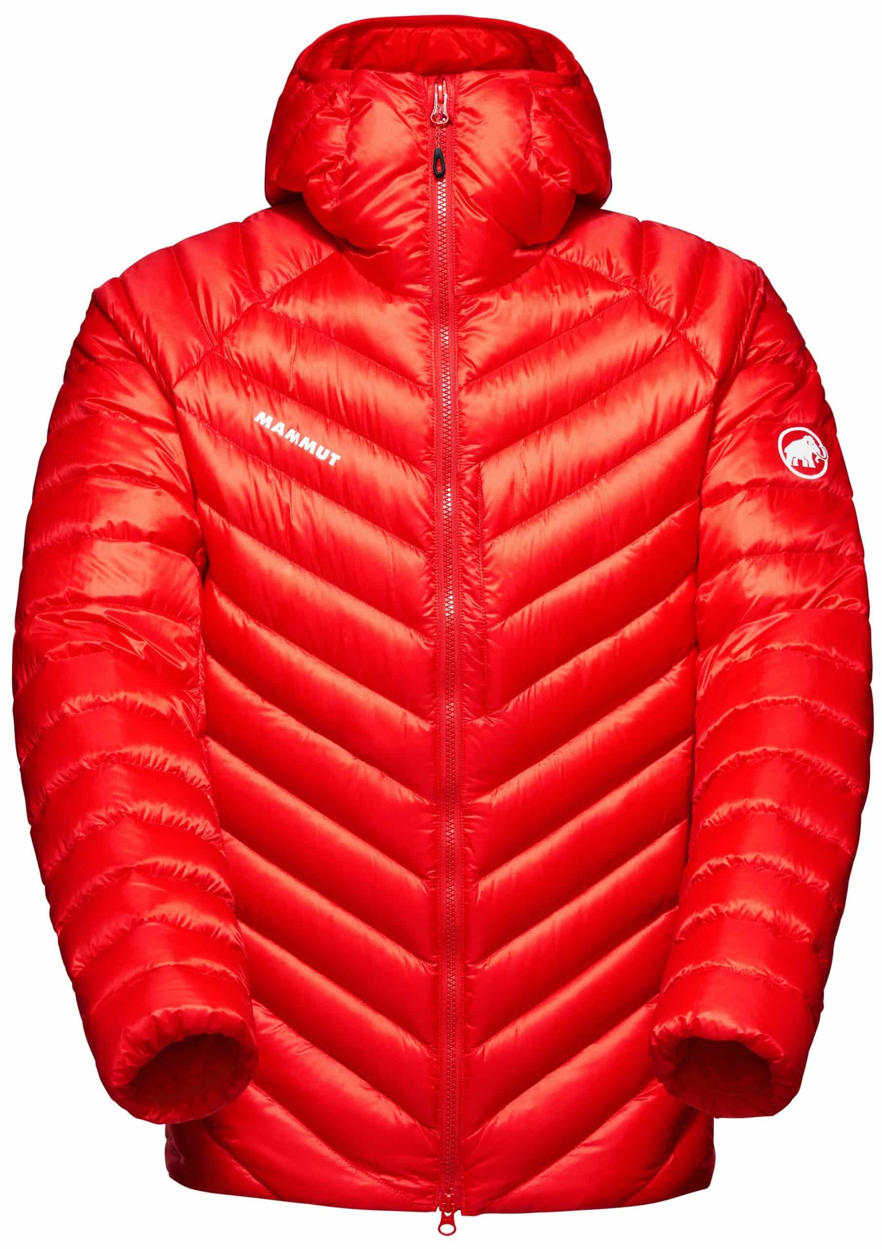 Mammut Broadpeak lightweight down jacket men's in red.