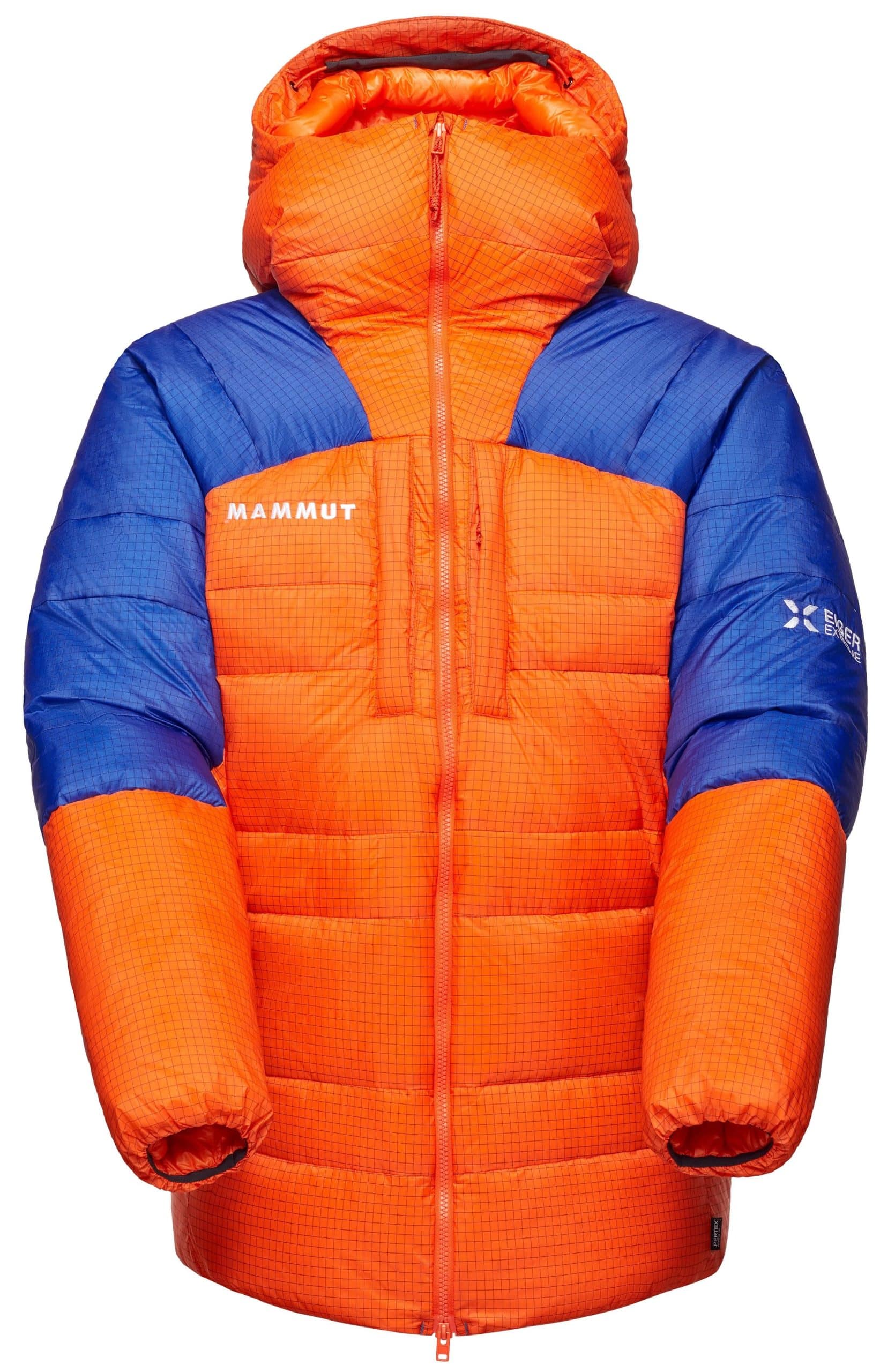 The Mammut Eiger Norwand Pro IN expedition down jacket in orange.